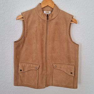 Talbots Petites Faux Suede Zip Tan Vest